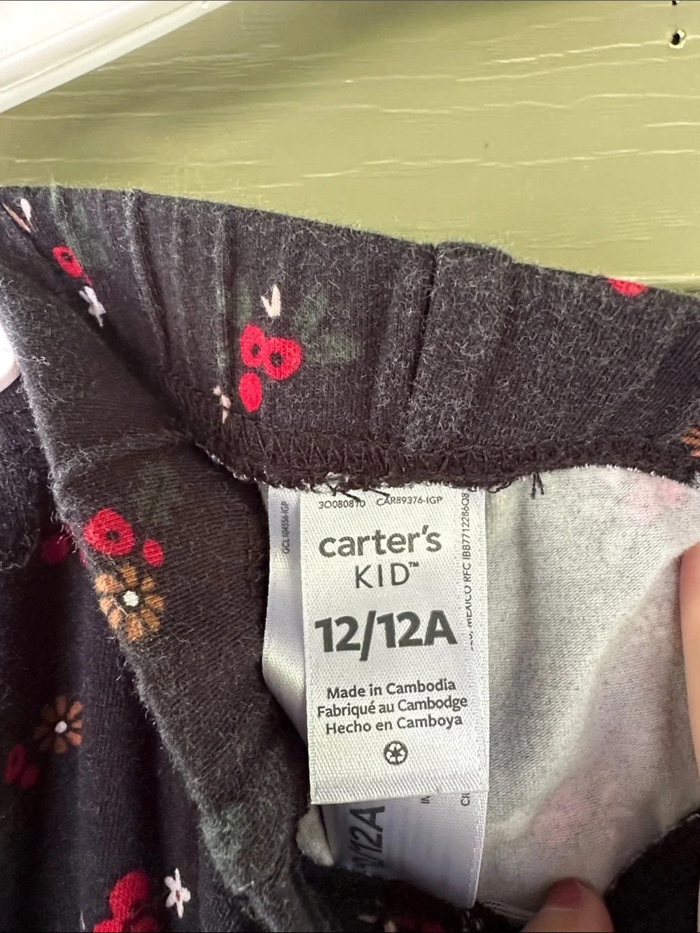 Carter's Black Leggings with Red Floral Print